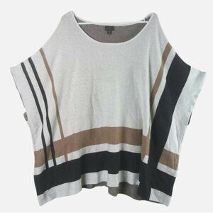 Poncho Sweater Womens S/M Black Brown Southwestern Boho Colorblock Oversized